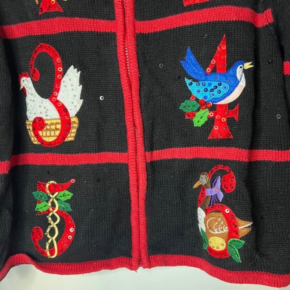 Vintage 12 Days of Christmas Cardigan Ugly Xmas Sweater - Picture 3 of 7